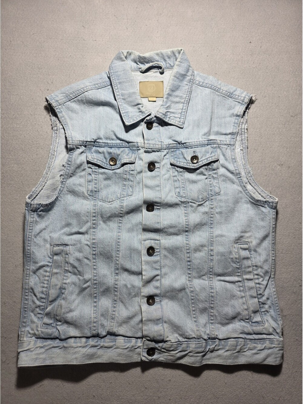 Cotton On 91 Men's Light Wash Denim Vest Sleeveless Jacket Size XL